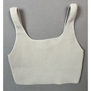 Babaton Aritzia Sculpt Knit Squareneck Crop Tank Beige Sz M Minimalist Neutral